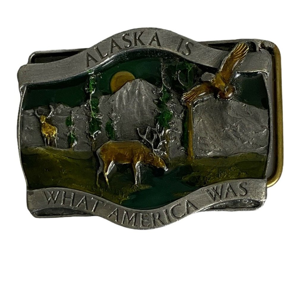 Alaska Is What America Was Bald Eagle Elk Mountain 1981 Bercamot Brass Works VTG